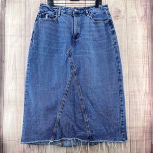 Old Navy Denim Midi Skirt High Rise 100% Cotton Classiccore‎ Y2K Style Sz 14
